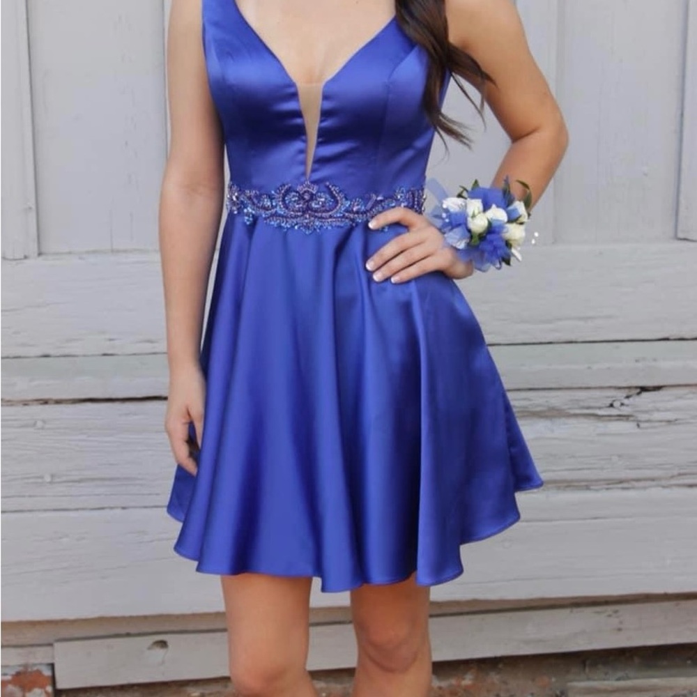 Royal Blue Satin Mini Dress